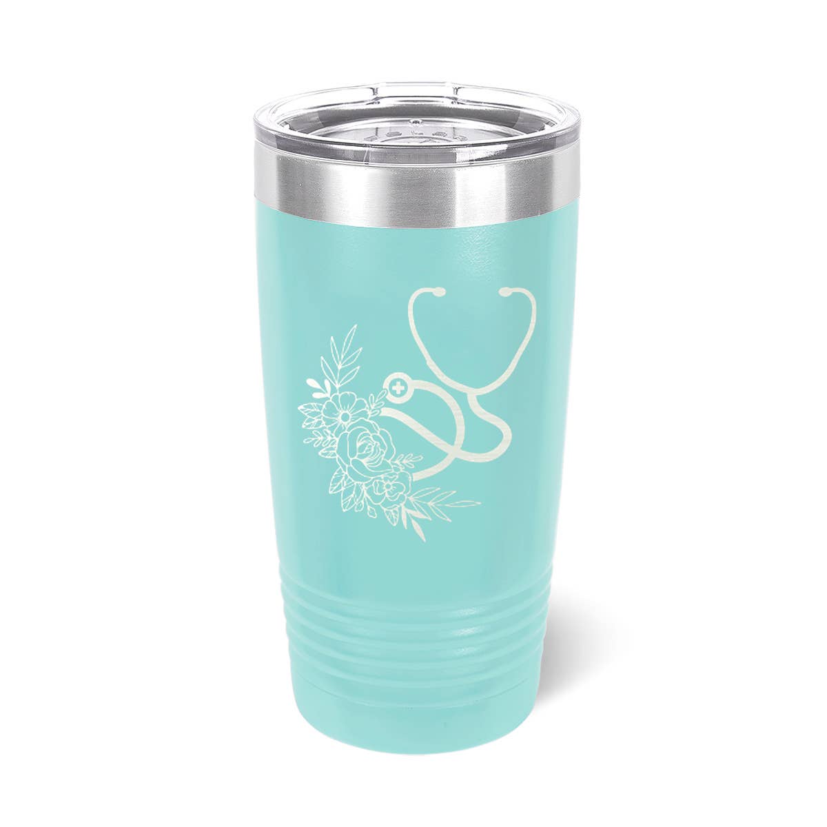 Floral Stethoscope Teal 20oz Tumbler